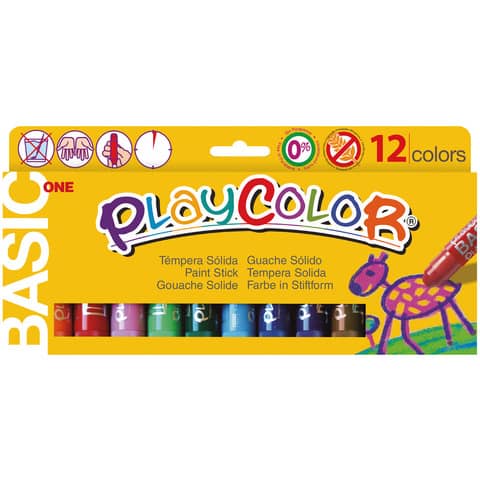 Playcolor tempera solida in stick 12 colori assortiti -10 gr 10731